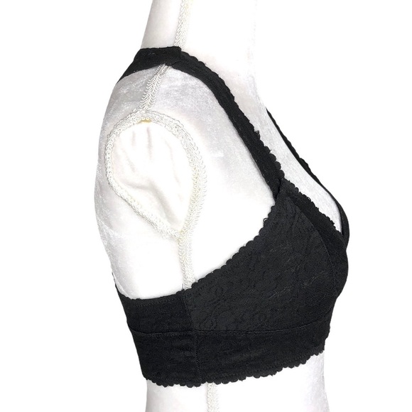 Free People Intimately black flower lace triangle bra bralette racerback small - Picture 12 of 13